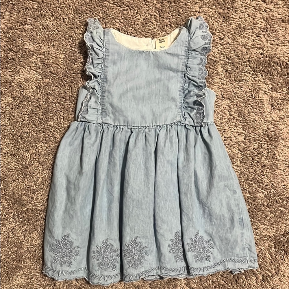 Blue Pleated Ruffled Sundress